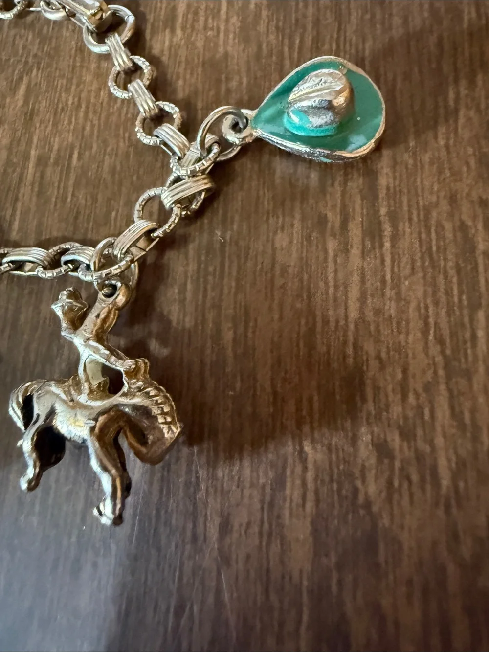 Child Sized Bracelet 6” Western Cowboy Horse Hat Charms Vintage